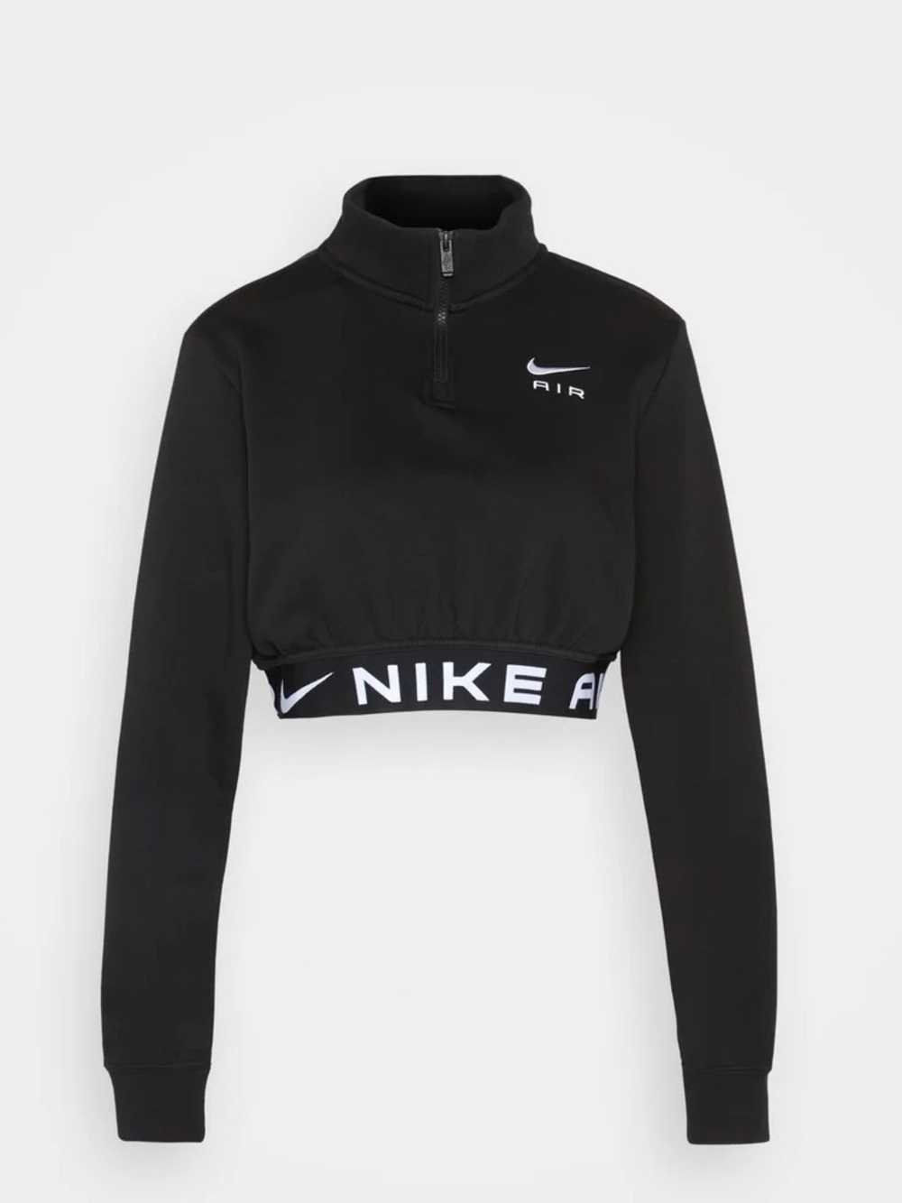 Nike Black Cropped Half-Zip Kids Sweatshirt with Logo Hem